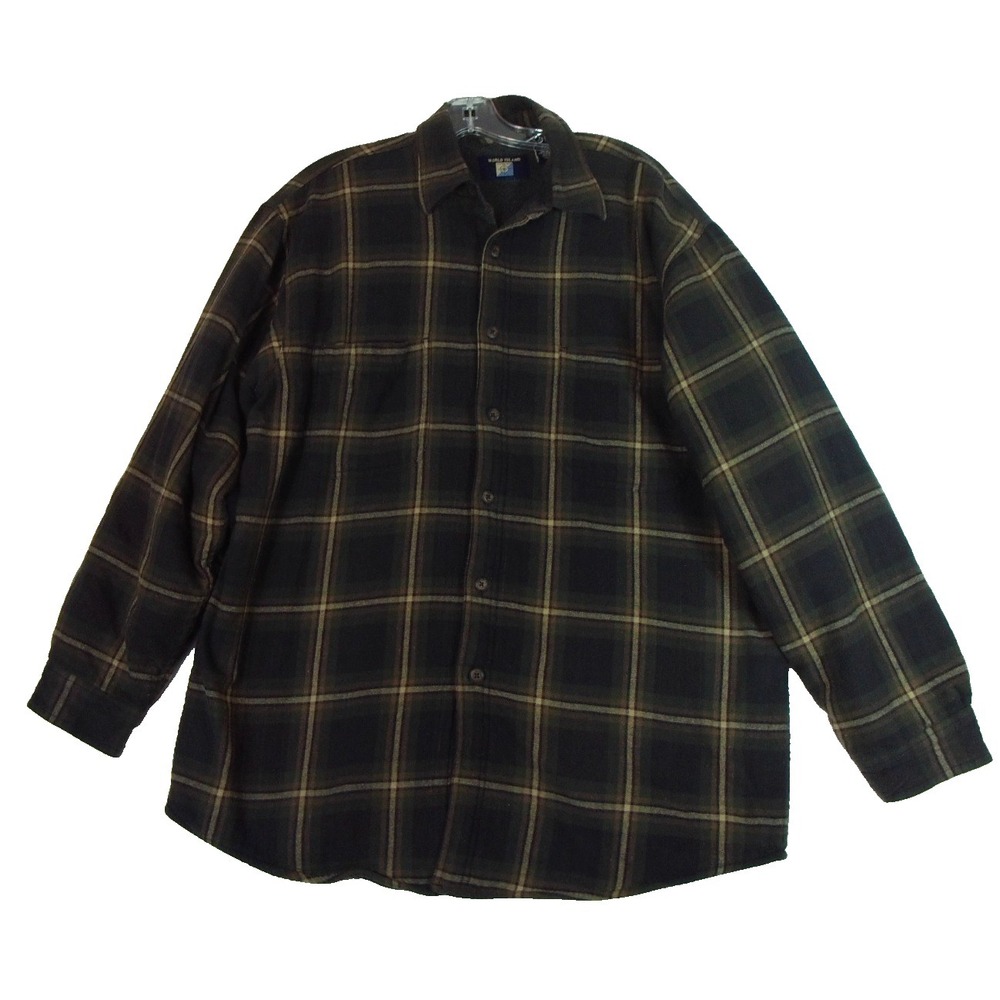 World Island Flannel Shacket Men's XXL Brown  Lined Shirt Jacket‎  Outdoor